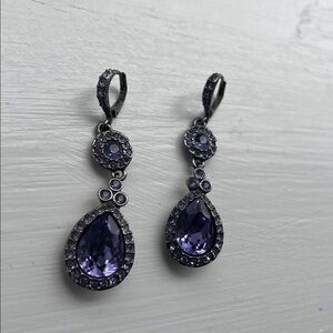 Givenchy Purple and Silver Drop Earrings